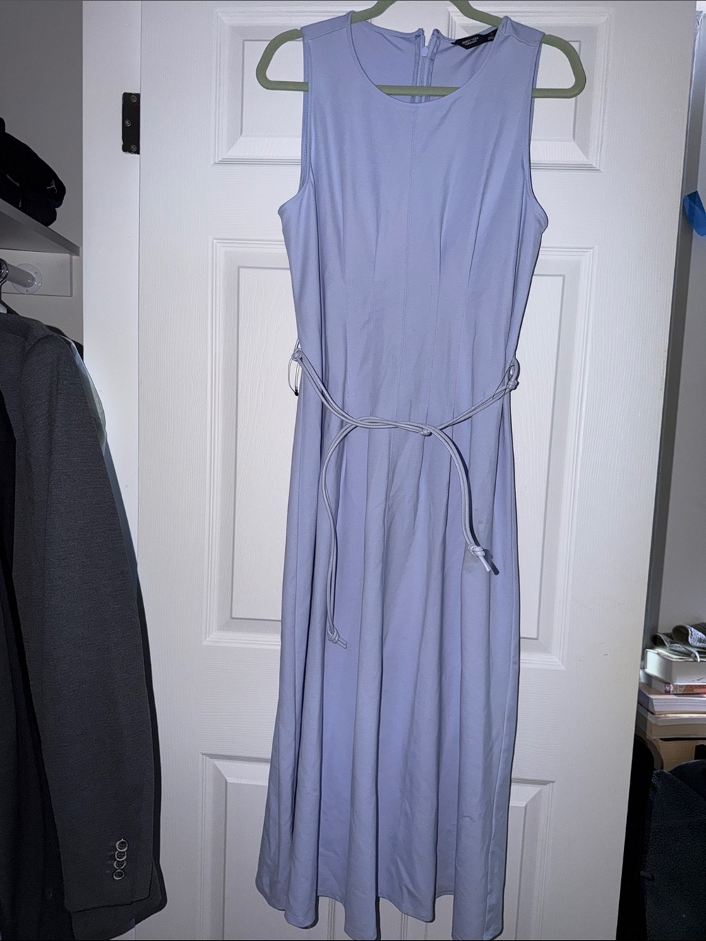 Simply by Vera wang Sleeveless blue A-Line Midi Dress with Waist Tie size S